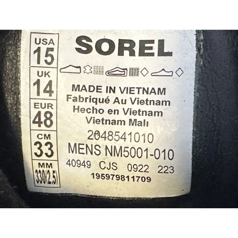 NEW Sorel Men's Madson II Field Waterproof Leather Chukka Boots Size 15 Black‎